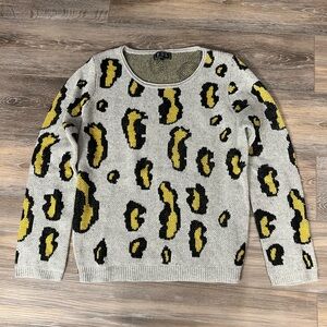 POL Leopard Print Sweater in Yellow and Black